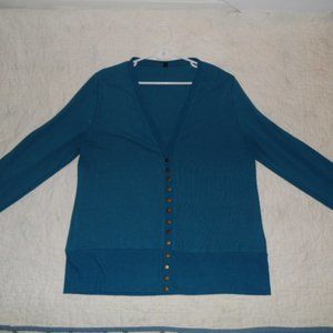 Teal Cardigan with Brass Buttons